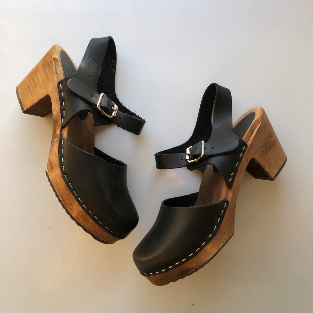 Lotta From Stockholm Black Leather Clogs
